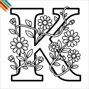 Letter K-bloemen kleurplaat 7 Letter K-bloemen kleurplaat thumbnail