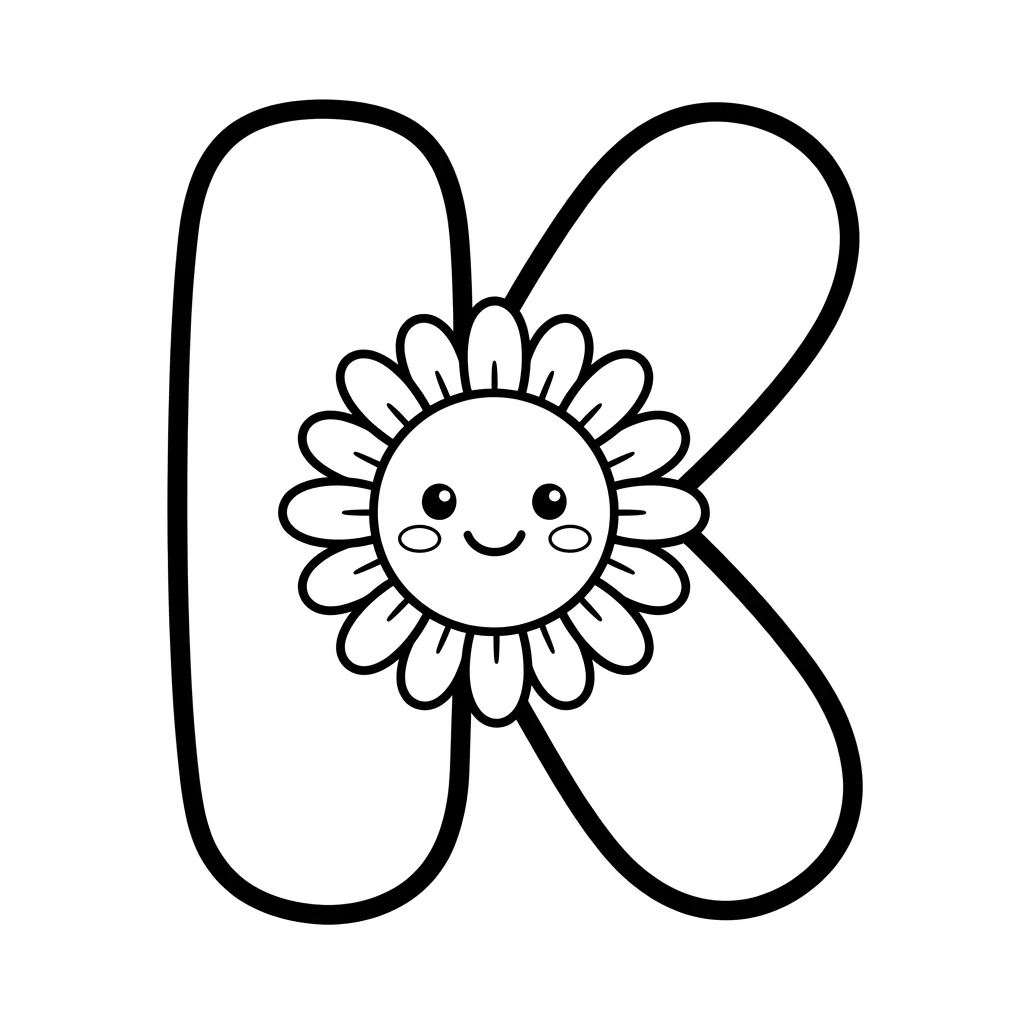 Letter K bloemen kleurplaat 8