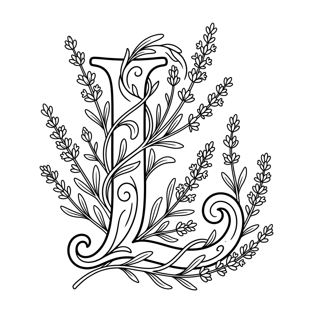 Letter L bloemen kleurplaat