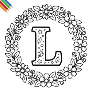 Letter L-bloemen kleurplaat thumbnail