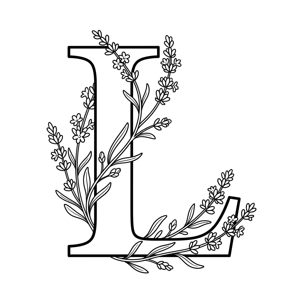Letter L bloemen kleurplaat 11
