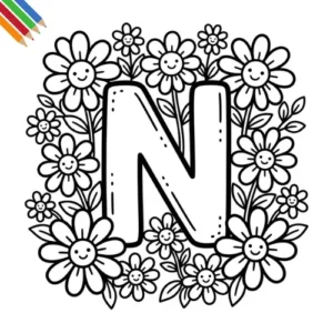 Letter N-bloemen kleurplaat 7 Letter N-bloemen kleurplaat thumbnail