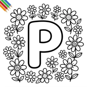 Letter P-bloemen kleurplaat 7 Letter P-bloemen kleurplaat thumbnail