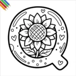 Letter Q-bloemen kleurplaat thumbnail