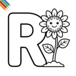 Letter R-bloemen kleurplaat thumbnail