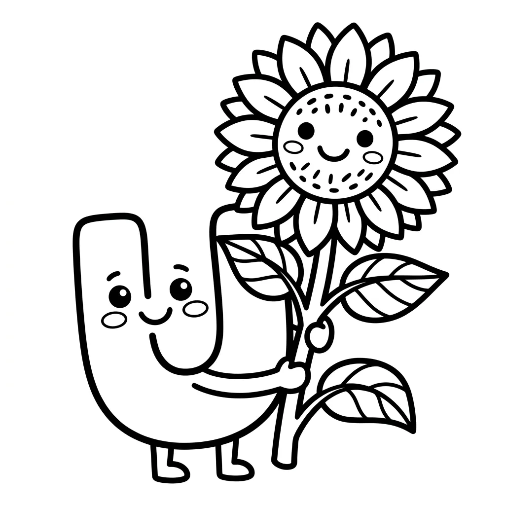 Letter U-bloemen kleurplaat 10 Letter U bloemen kleurplaat 2