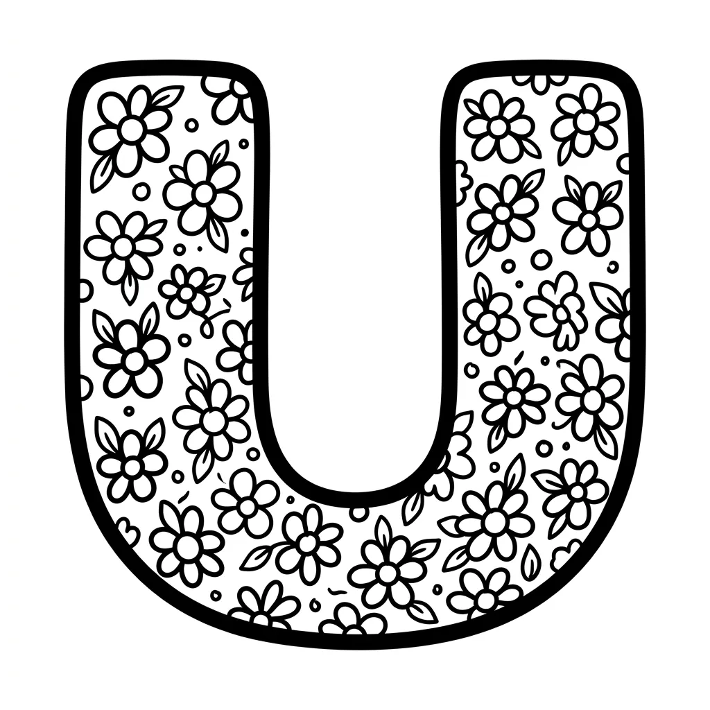 Letter U-bloemen kleurplaat 11 Letter U bloemen kleurplaat 3