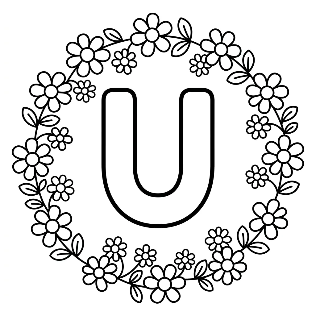 Letter U-bloemen kleurplaat 15 Letter U bloemen kleurplaat 7