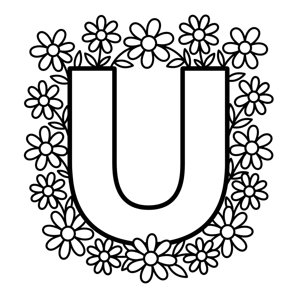 Letter U-bloemen kleurplaat 16 Letter U bloemen kleurplaat 8