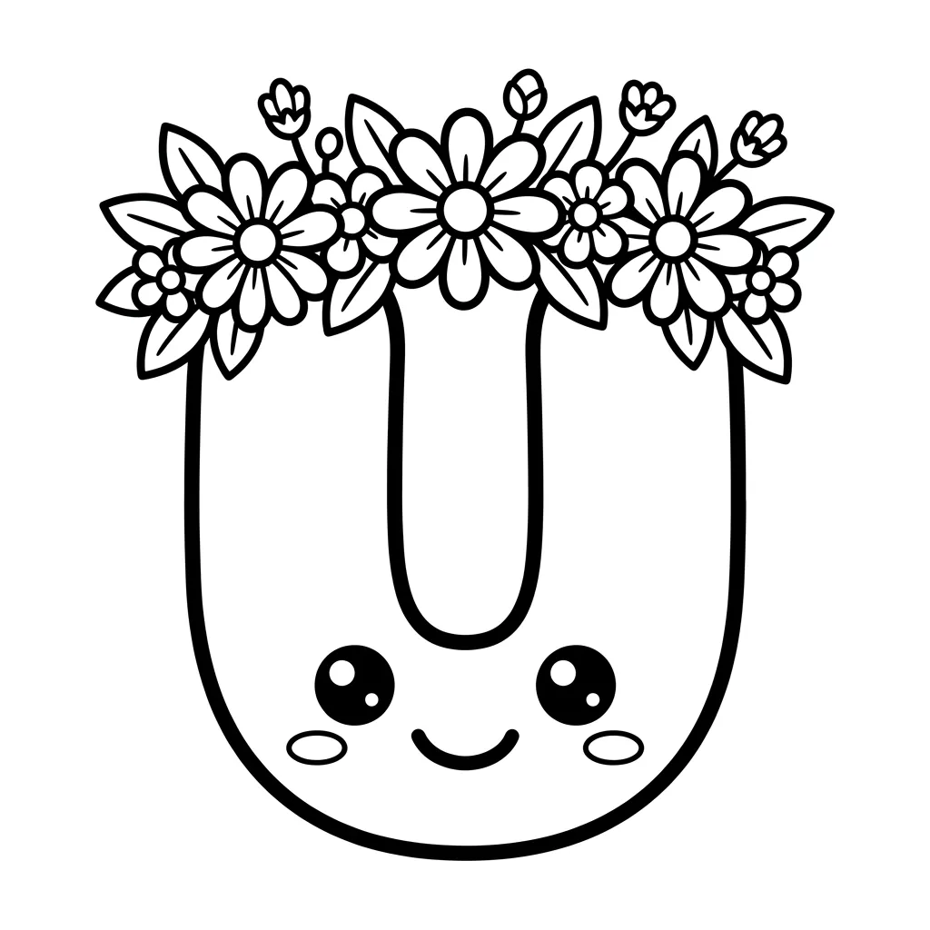 Letter U-bloemen kleurplaat 17 Letter U bloemen kleurplaat 9