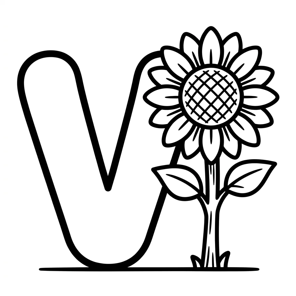Letter V-bloemen kleurplaat 16 Letter V bloemen kleurplaat 8