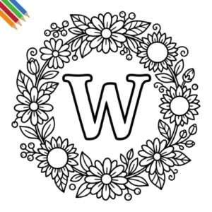 Letter W-bloemen kleurplaat 7 Letter W-bloemen kleurplaat thumbnail