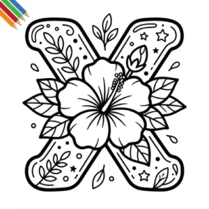Letter X-bloemen kleurplaat thumbnail