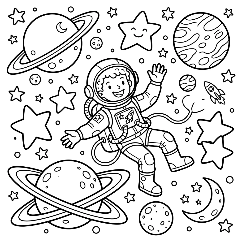 Astronaut kleurplaat 10 Astronaut kleurplaat 2