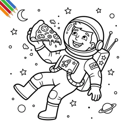 Astronaut kleurplaat thumbnail