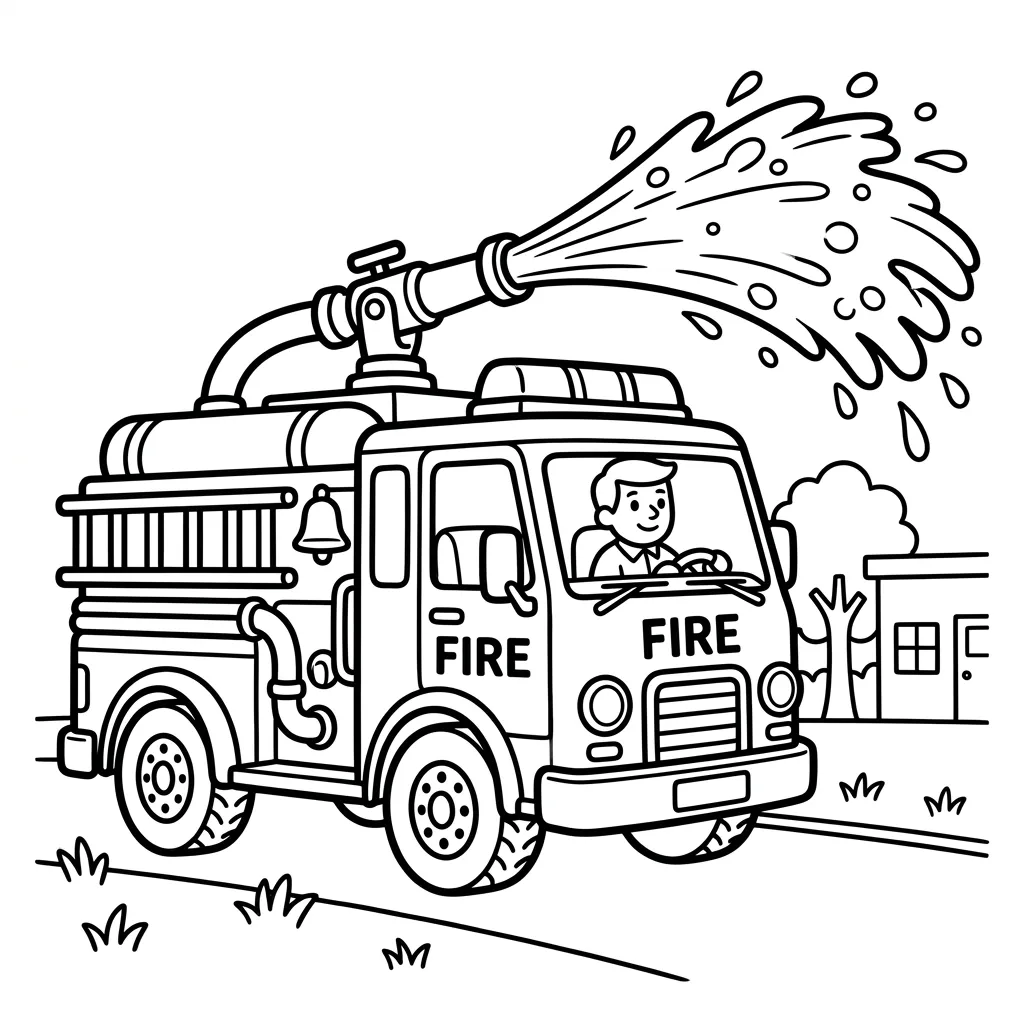 Brandweerauto kleurplaat 8