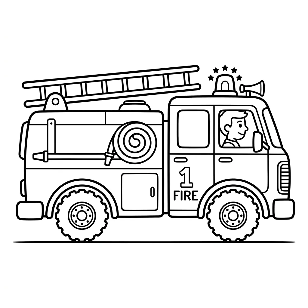 Brandweerauto kleurplaat 5