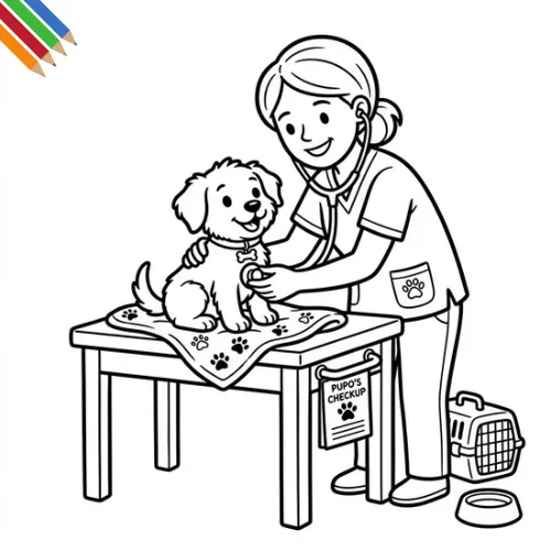 Dierenarts kleurplaat thumbnail