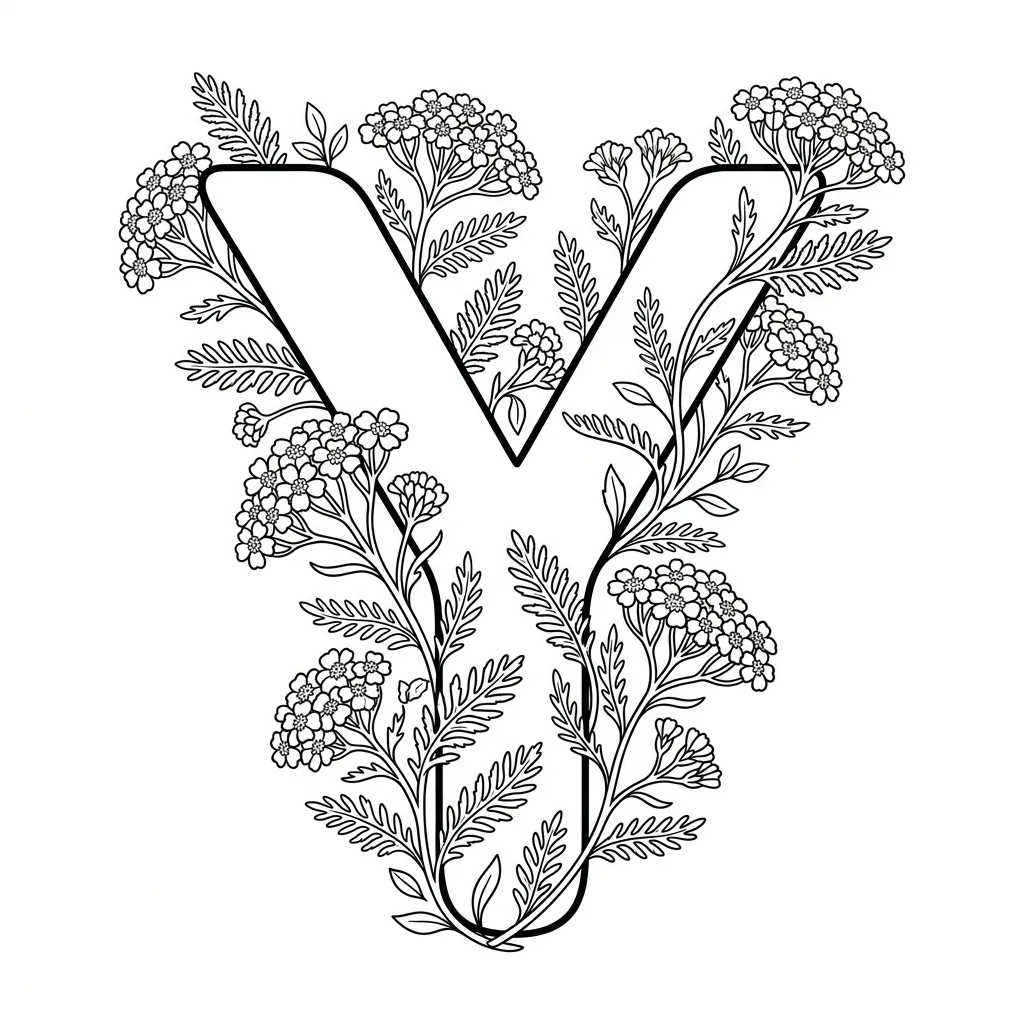 Letter Y-bloemen kleurplaat 13 Letter Y bloemen kleurplaat 5