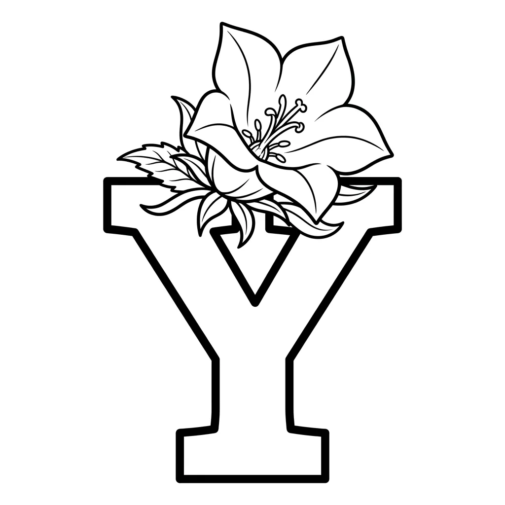 Letter Y-bloemen kleurplaat 15 Letter Y bloemen kleurplaat 7