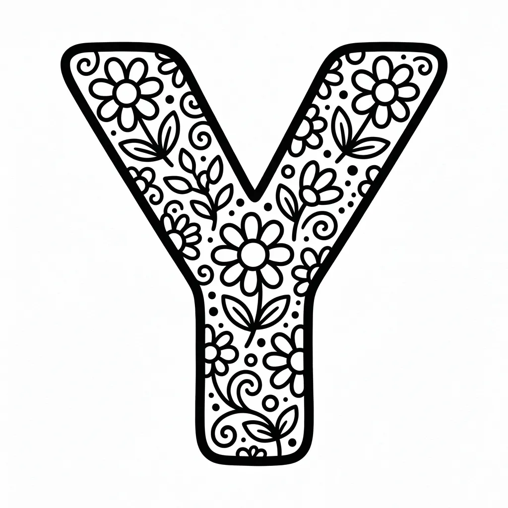 Letter Y-bloemen kleurplaat 17 Letter Y bloemen kleurplaat 9