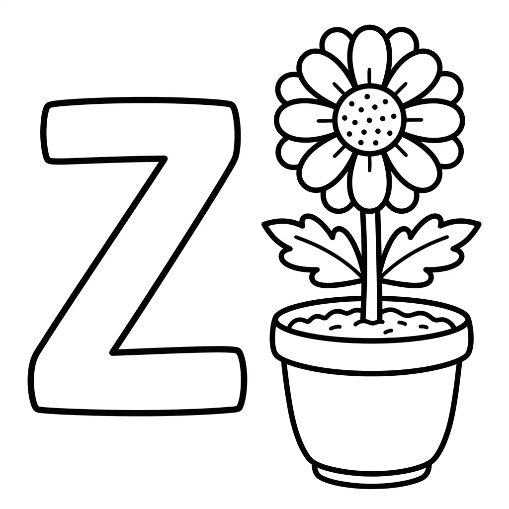 Letter Z-bloemen kleurplaat 11 Letter Z bloemen kleurplaat 3