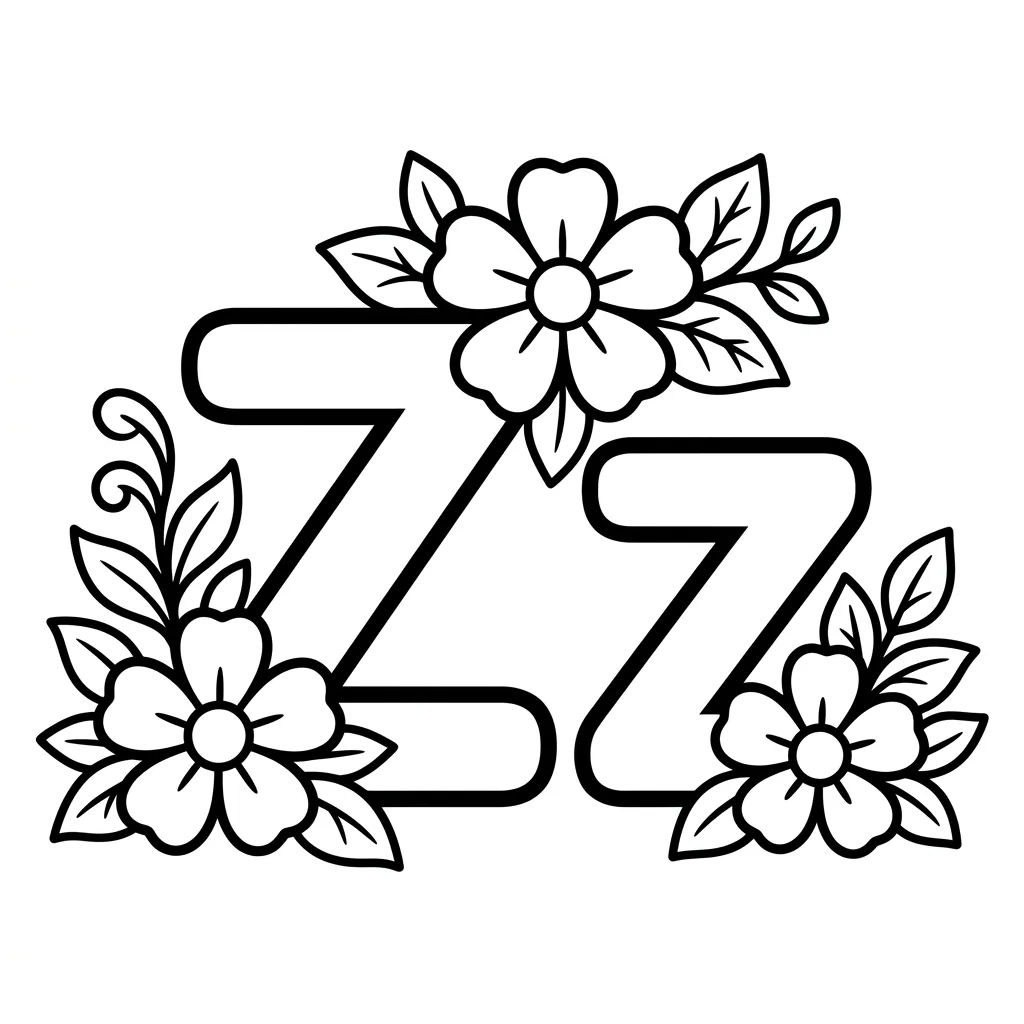 Letter Z-bloemen kleurplaat 16 Letter Z bloemen kleurplaat 8