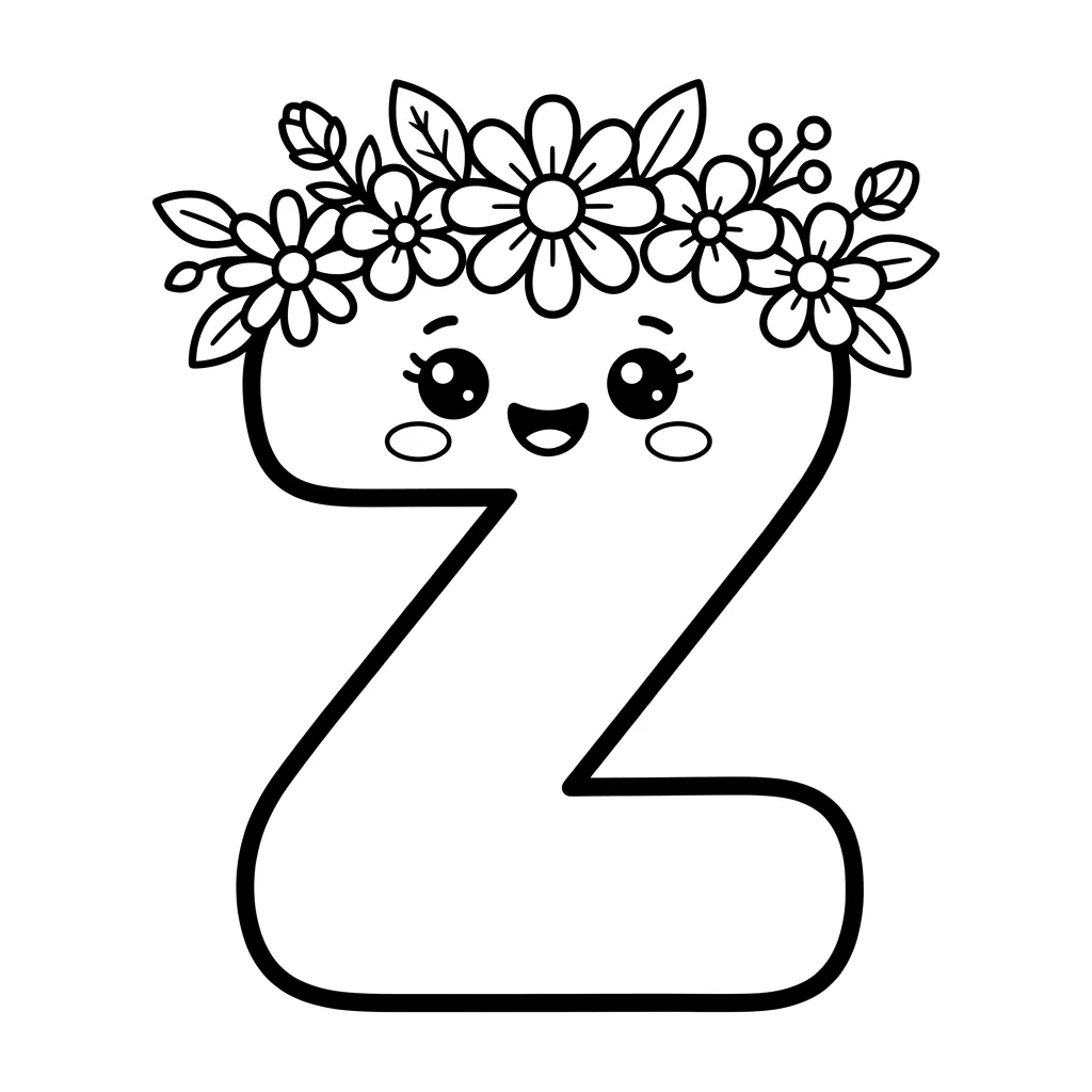 Letter Z-bloemen kleurplaat 17 Letter Z bloemen kleurplaat 9