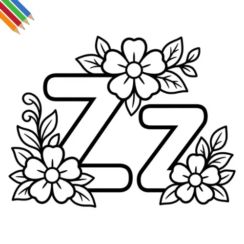 Letter Z-bloemen kleurplaat thumbnail