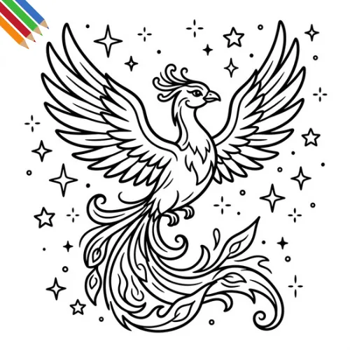 Phoenix kleurplaat thumbnail