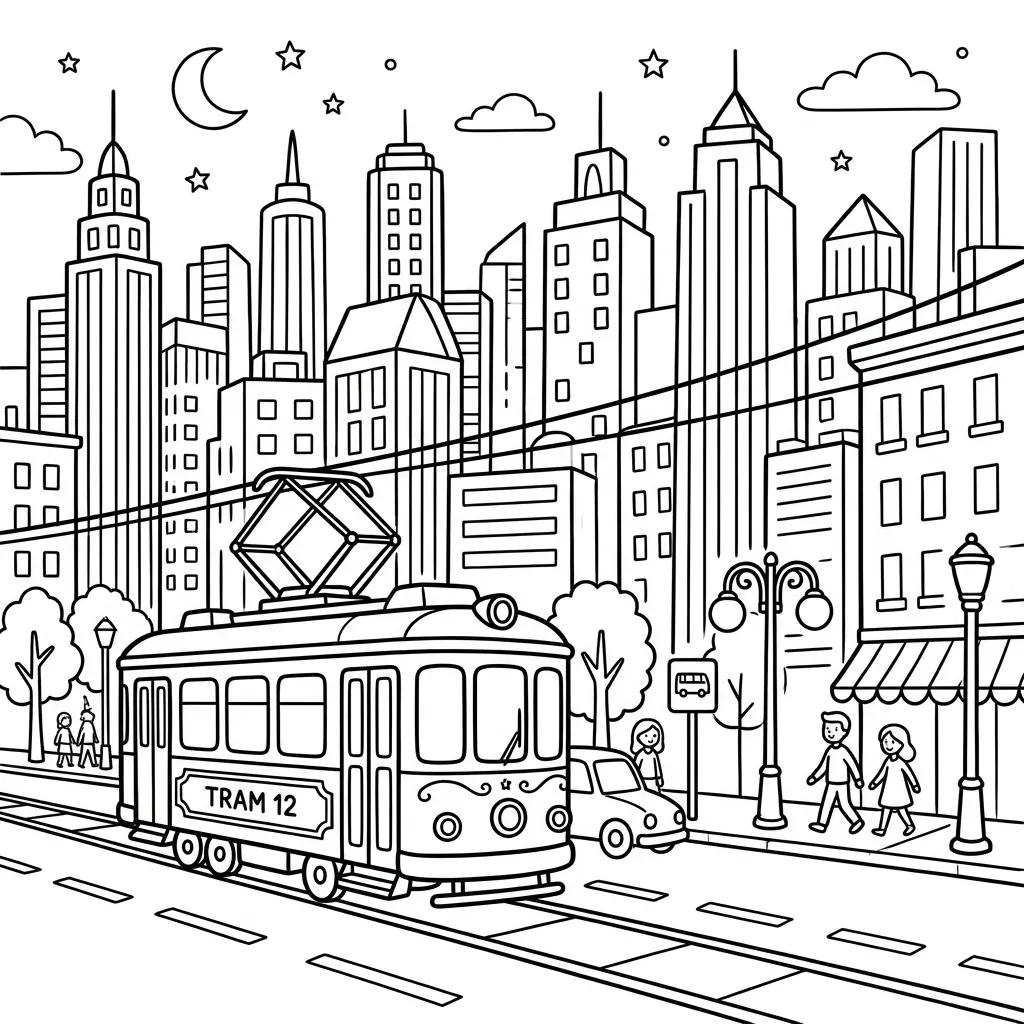 Tram kleurplaat 3