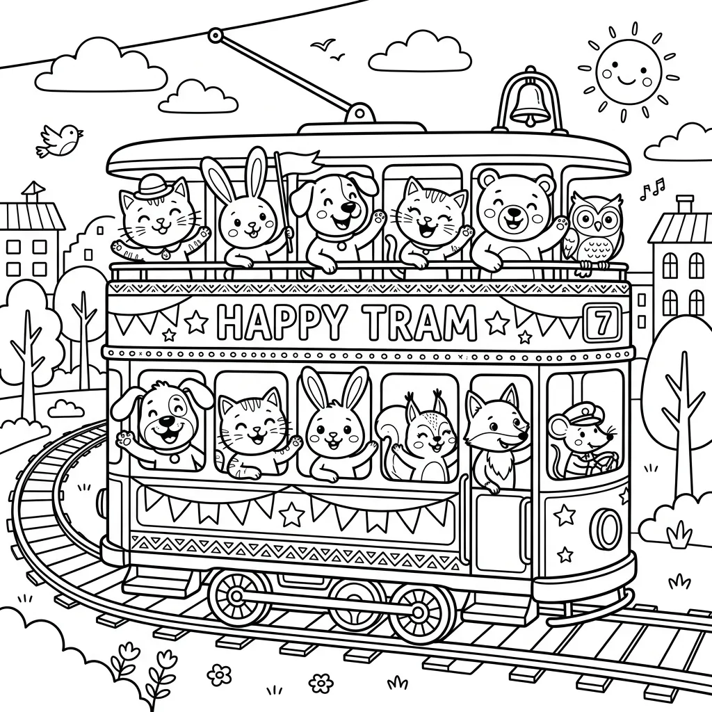 Tram kleurplaat 7