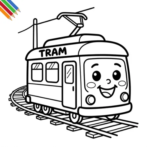 Tram kleurplaat thumbnail