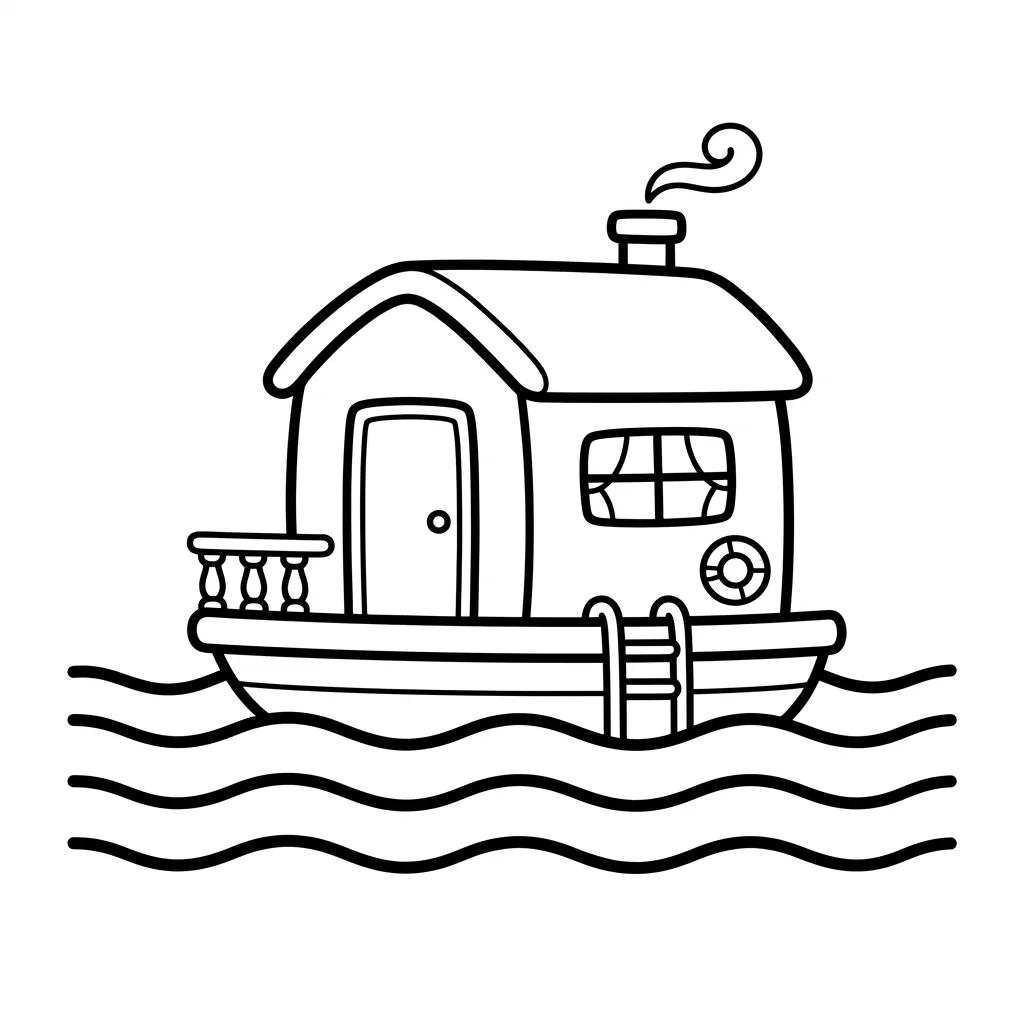 Woonboot kleurplaat 2