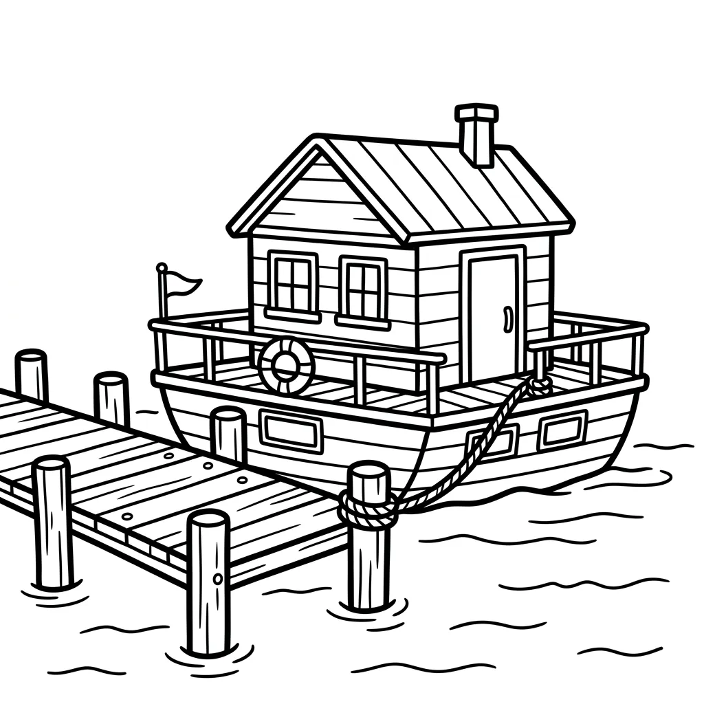 Woonboot kleurplaat