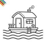 Miniatur-Malvorlage für ein Hausboot