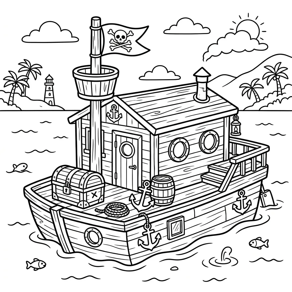 Woonboot kleurplaat 4