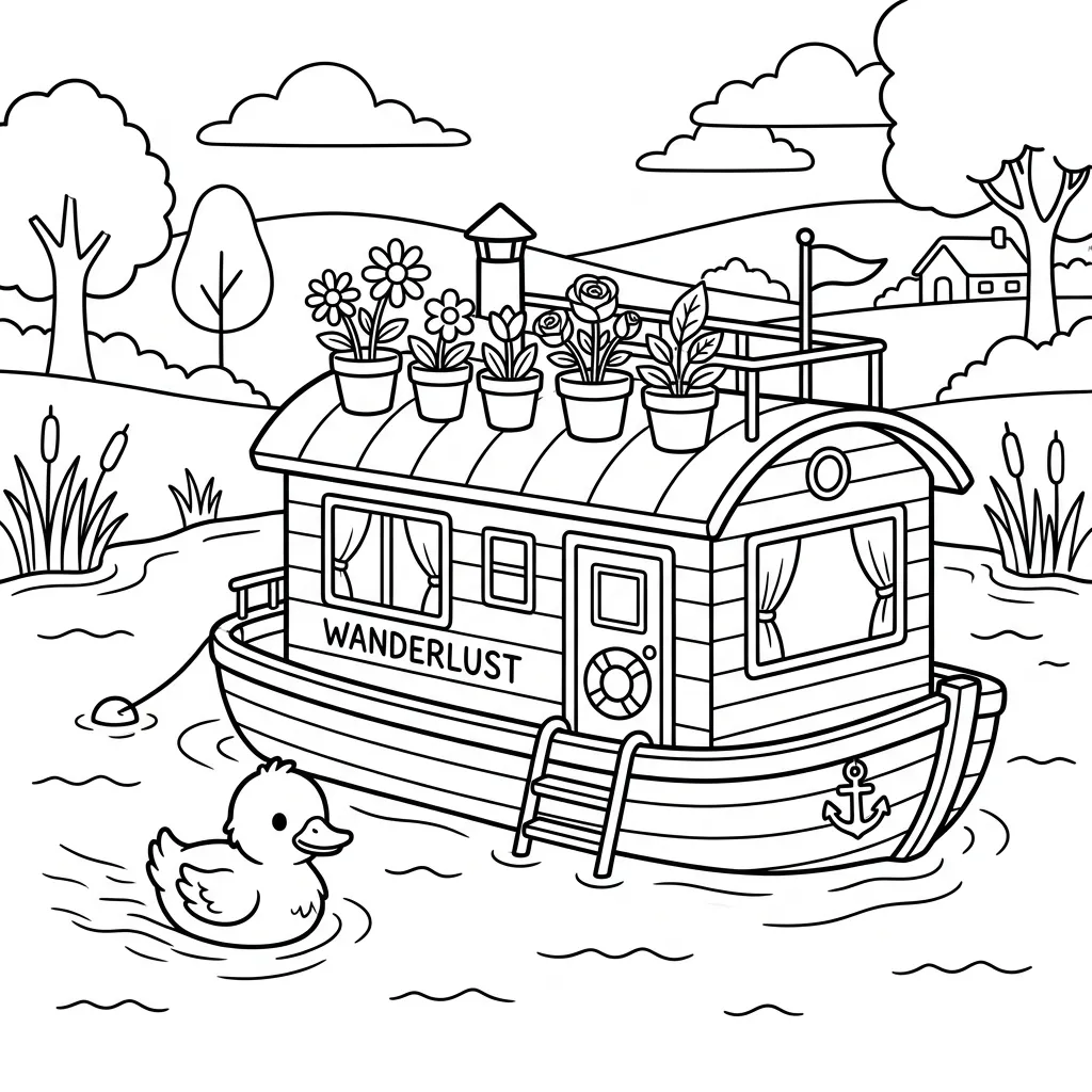 Woonboot kleurplaat 7
